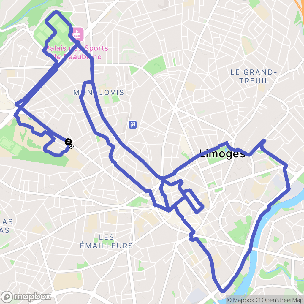 Limoges : carte du parcours de randonnée - France