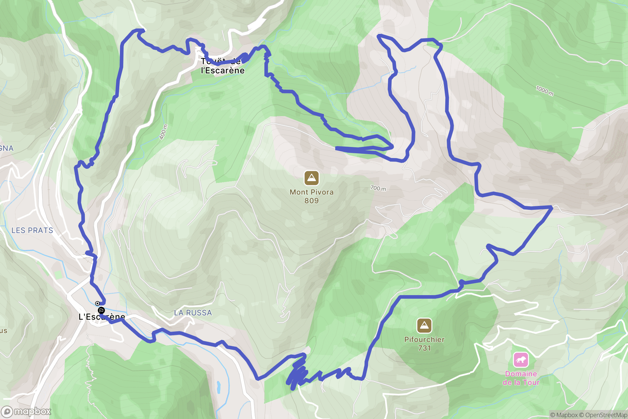 L'Escarène : carte du parcours de randonnée - France