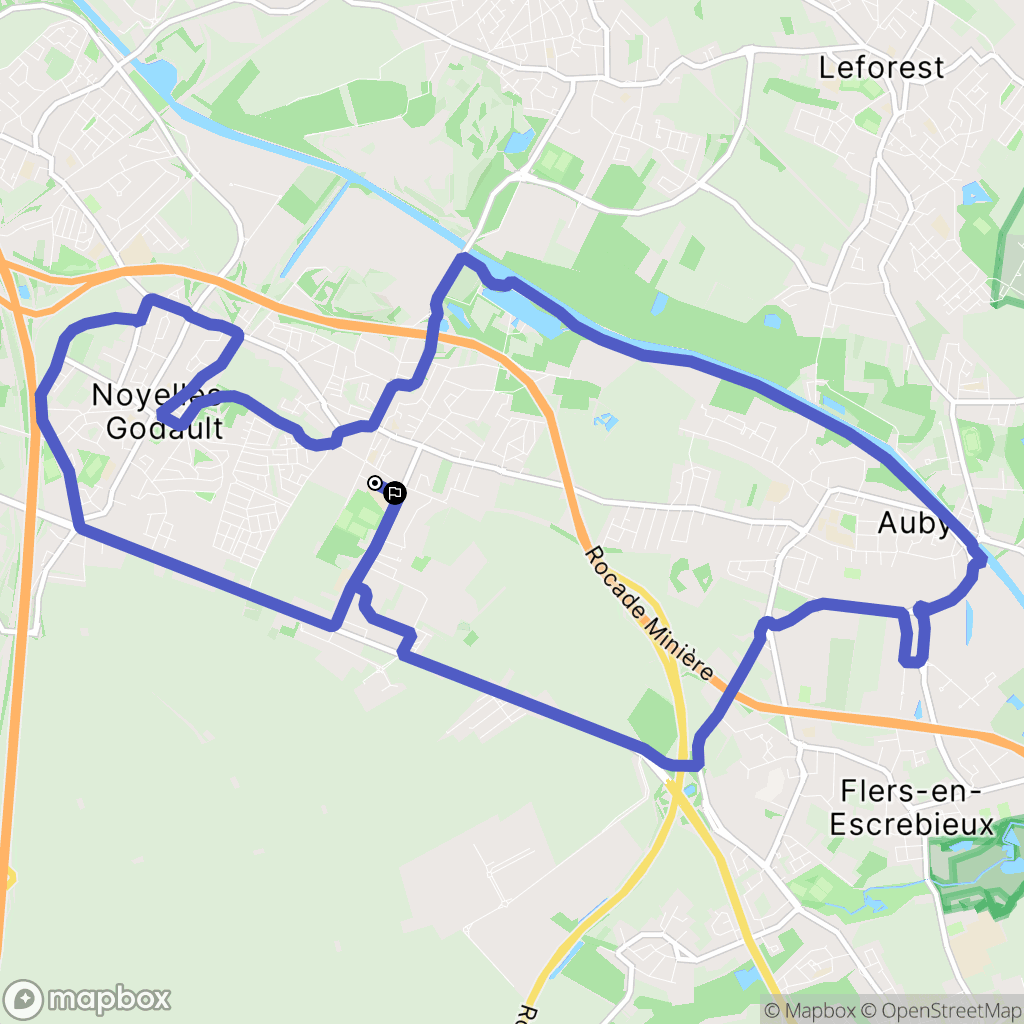 Courcelles-lès-Lens : carte du parcours de randonnée - France