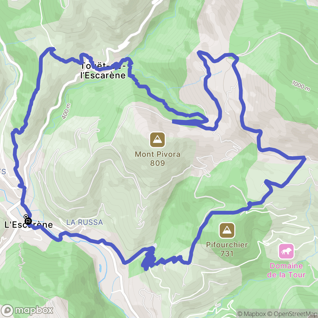 L'Escarène : carte du parcours de randonnée - France