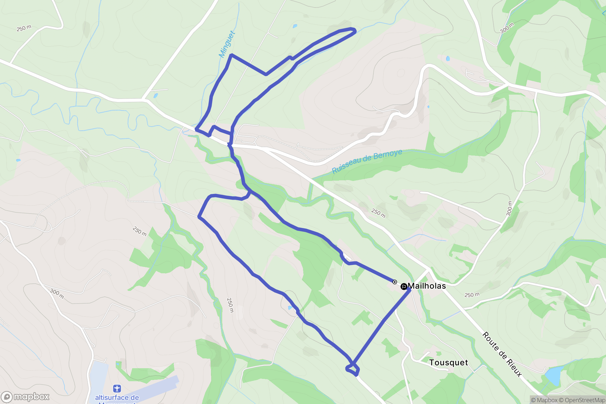 Mailholas : carte du parcours de randonnée - France