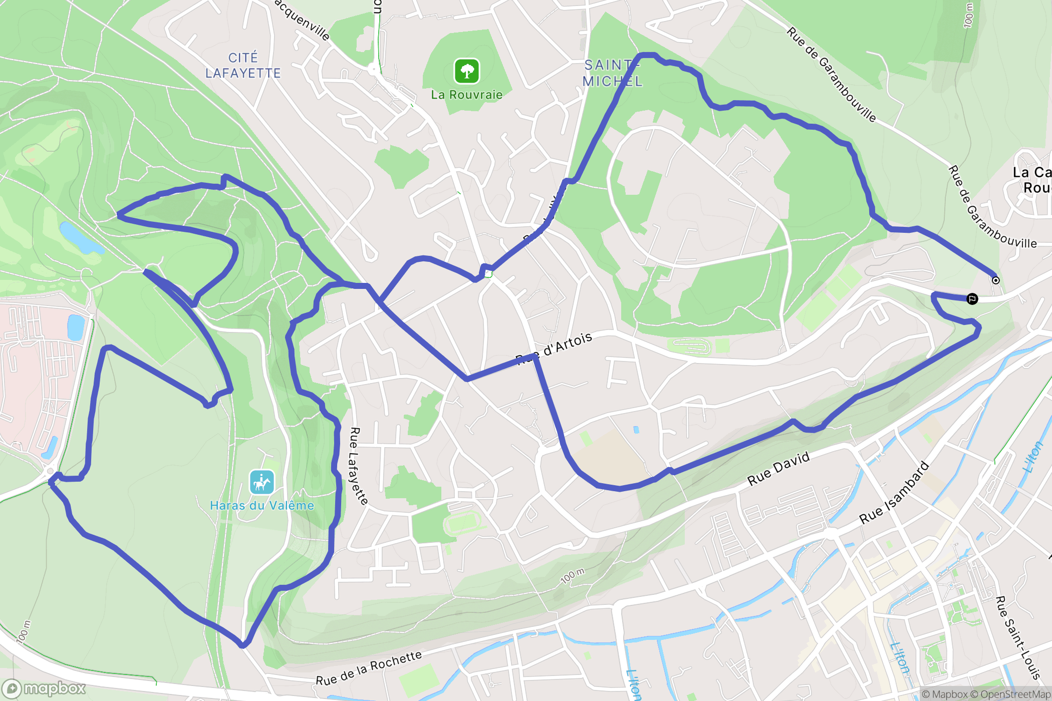 Évreux : carte du parcours de randonnée - France
