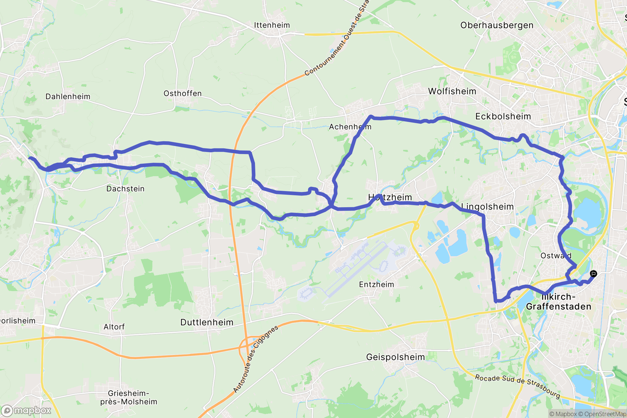 Illkirch-Graffenstaden : carte du parcours de randonnée - France
