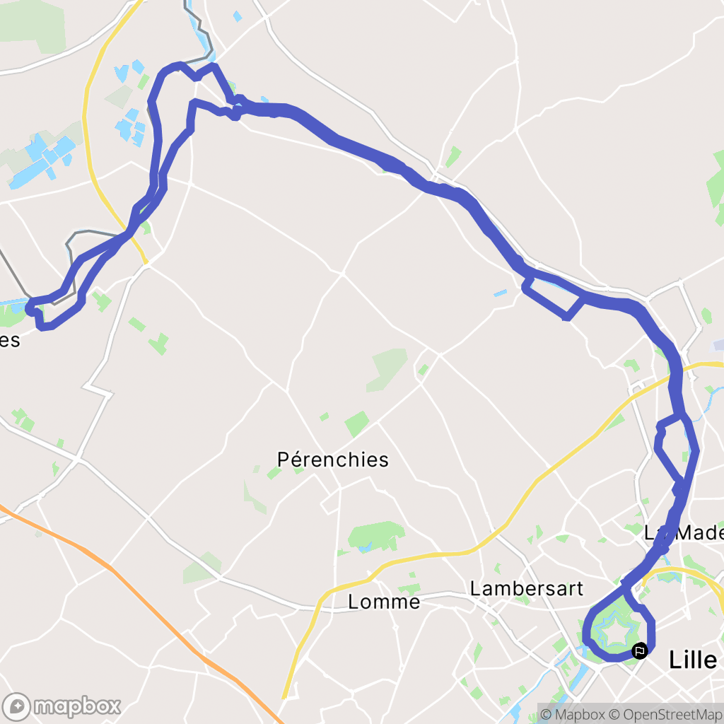 Lille : carte du parcours de randonnée - France