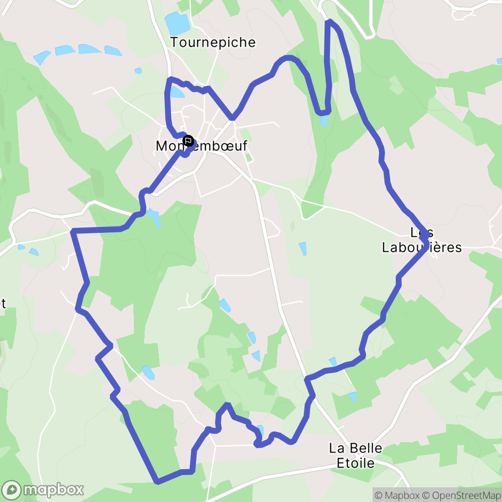 Montembœuf : carte du parcours de randonnée - France