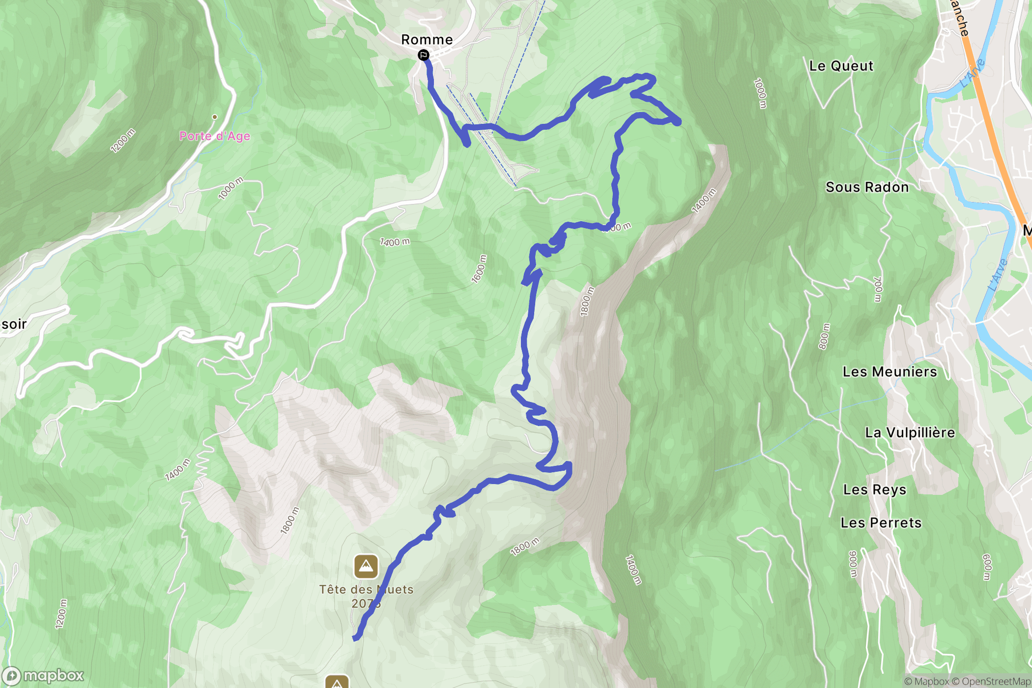 Nancy-sur-Cluses : carte du parcours de randonnée - France