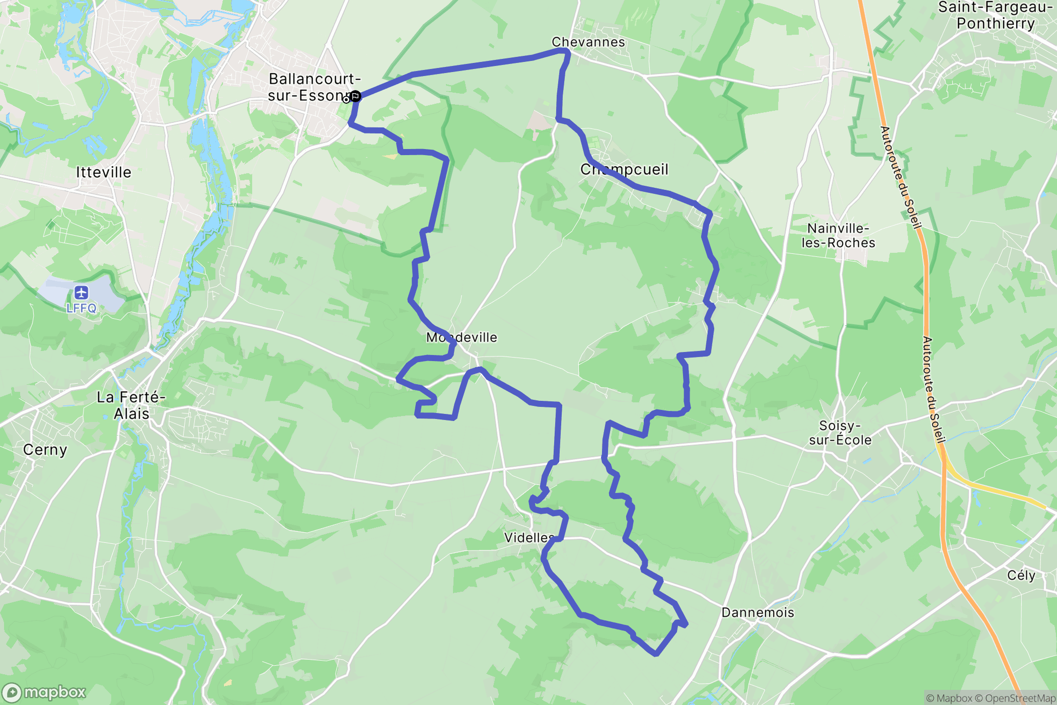 Ballancourt-sur-Essonne : carte du parcours de randonnée - France
