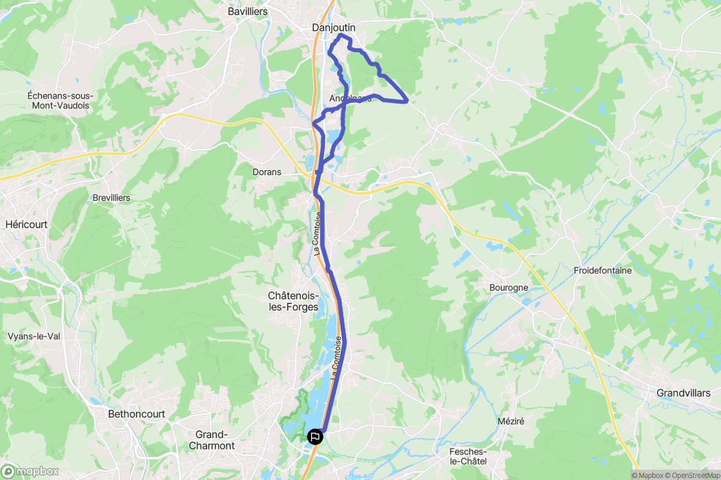 Brognard : carte du parcours de randonnée - France