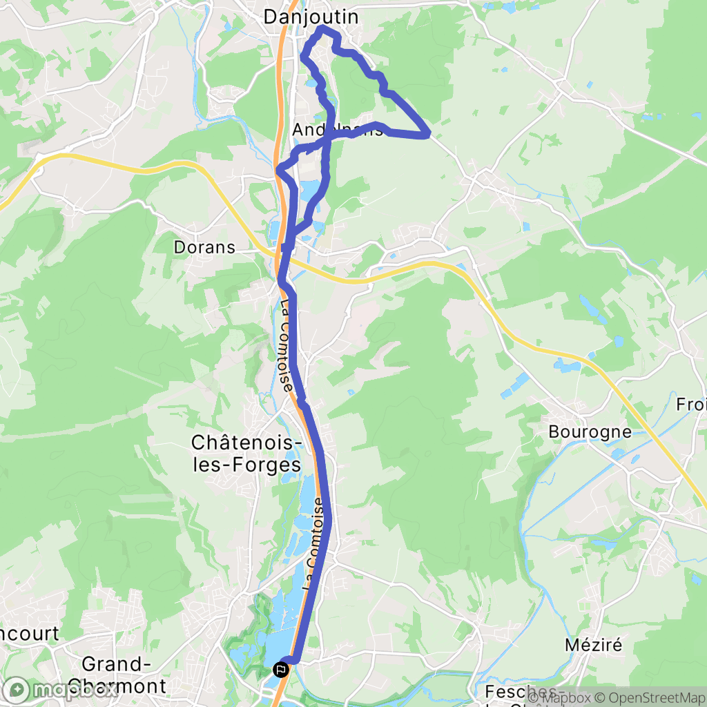 Brognard : carte du parcours de randonnée - France