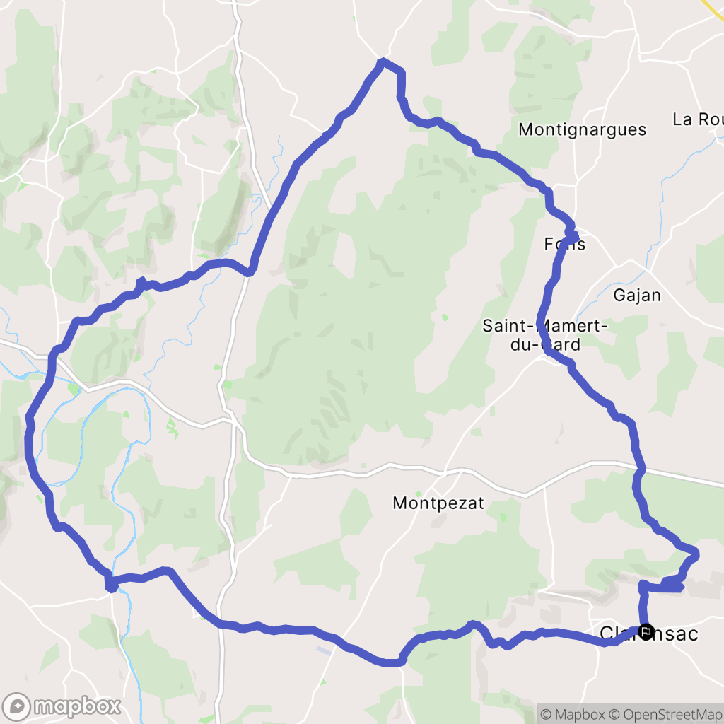 Clarensac : carte du parcours de randonnée - France
