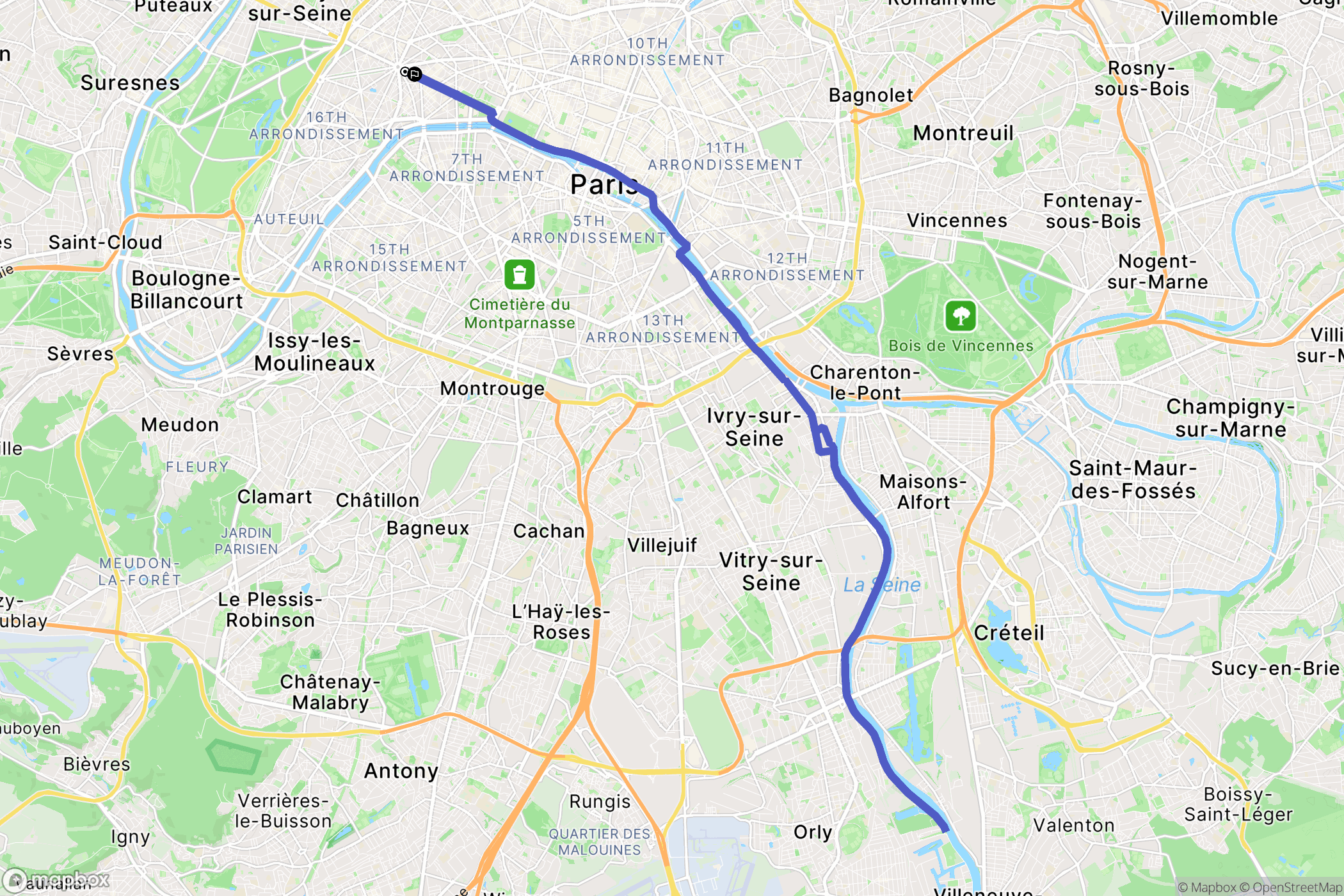 Paris : carte du parcours de randonnée - France