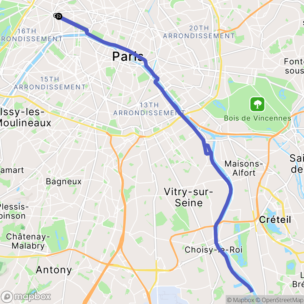 Paris : carte du parcours de randonnée - France