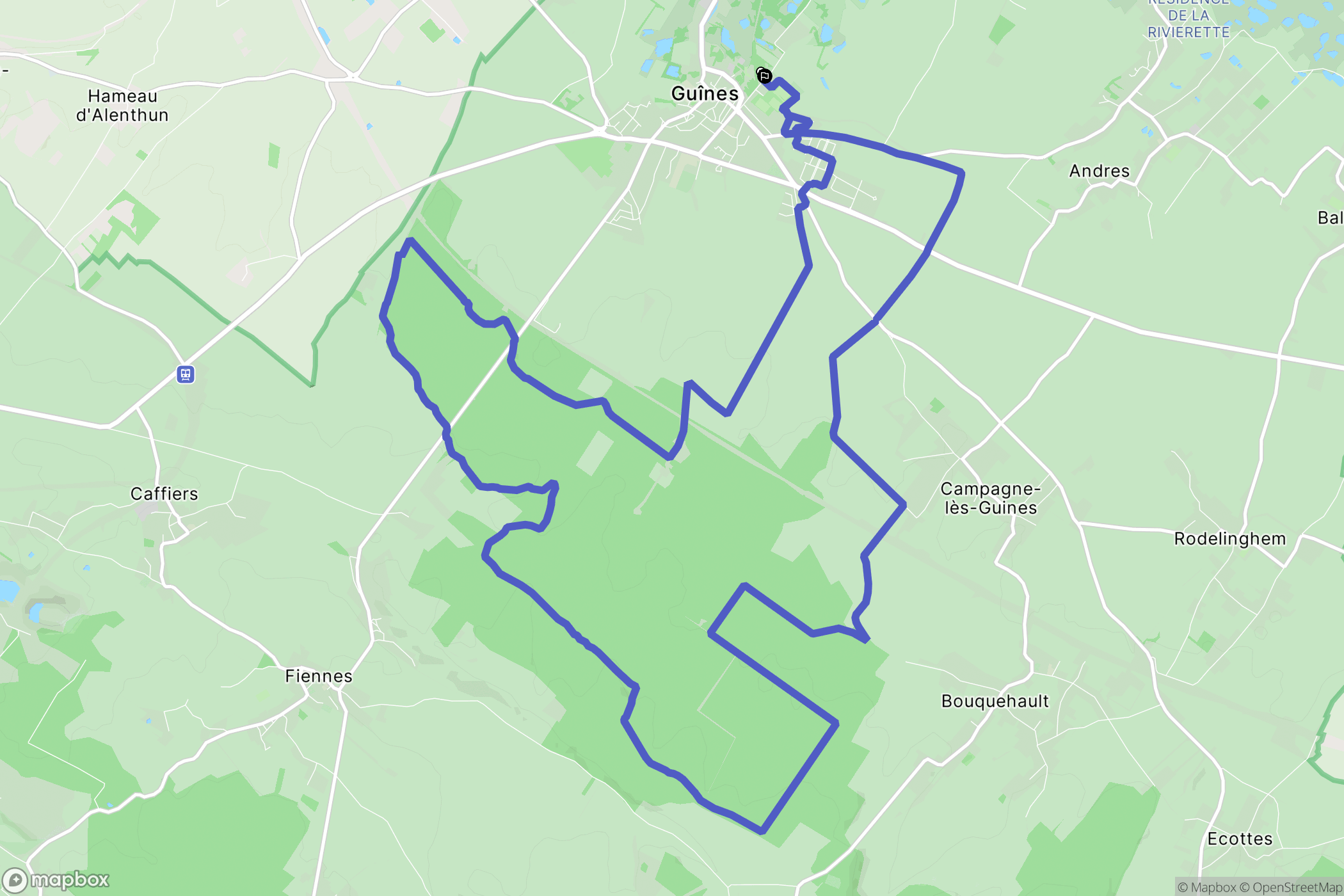 Guines : carte du parcours de randonnée - France