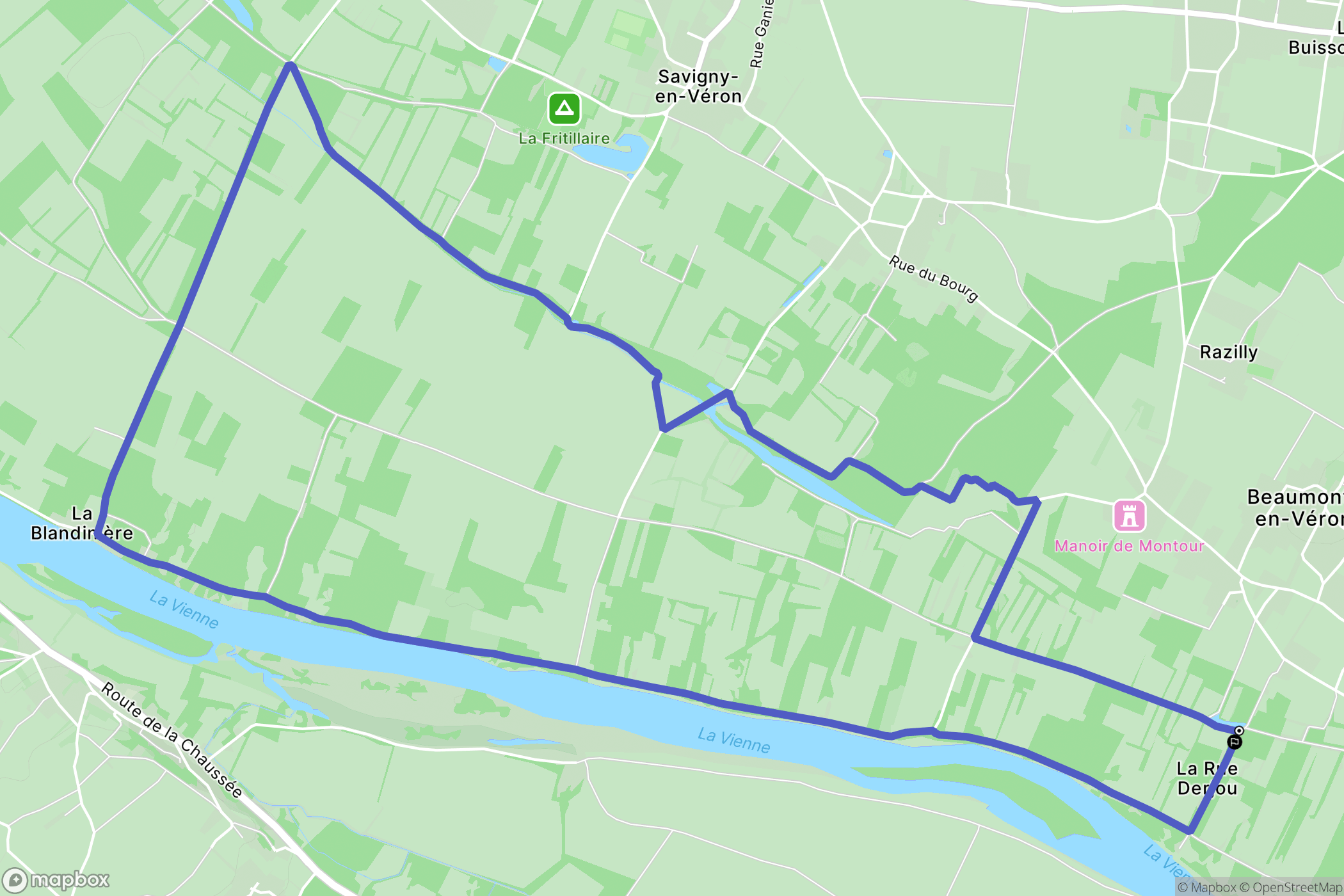 Beaumont-en-Véron : carte du parcours de randonnée - France