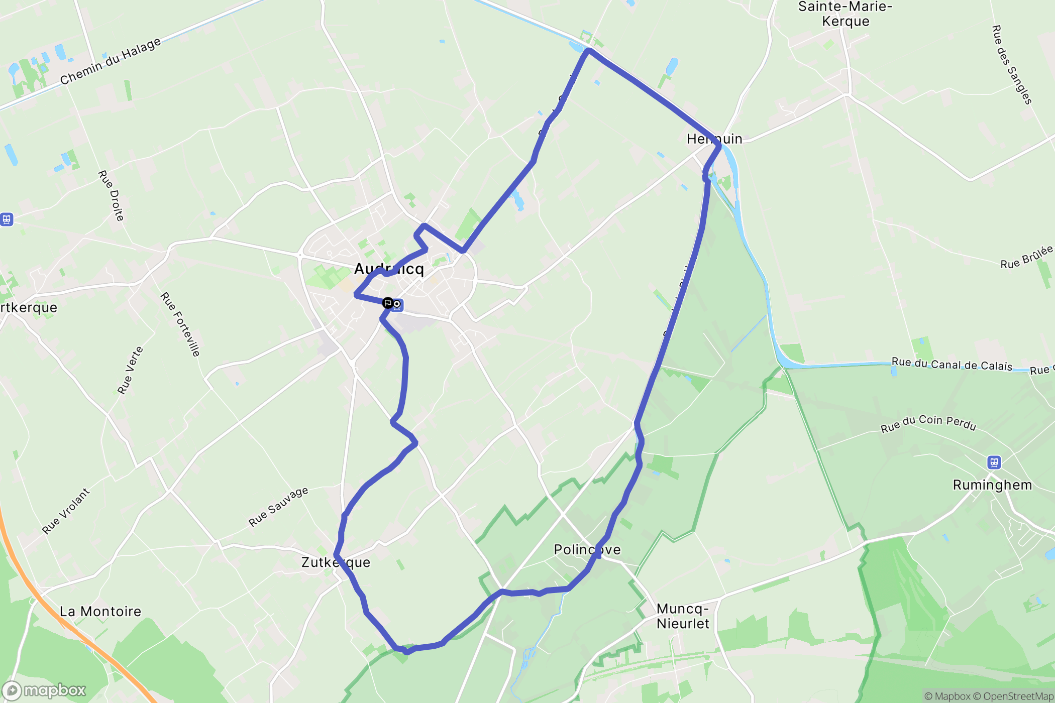 Audruicq : carte du parcours de randonnée - France