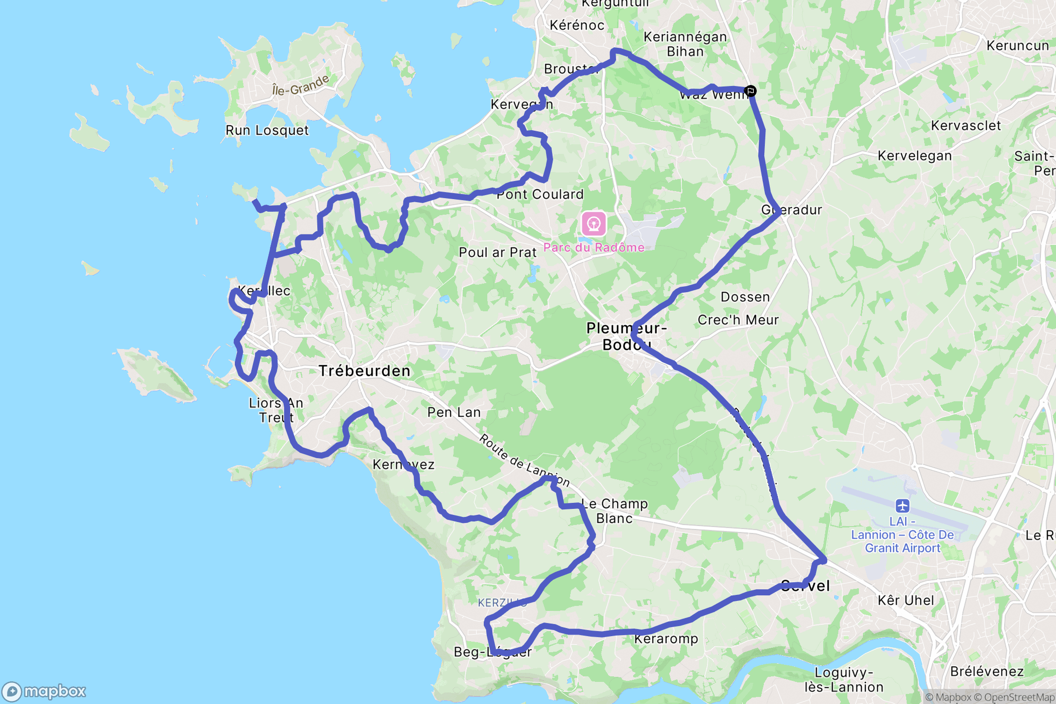 Trégastel : carte du parcours de randonnée - France