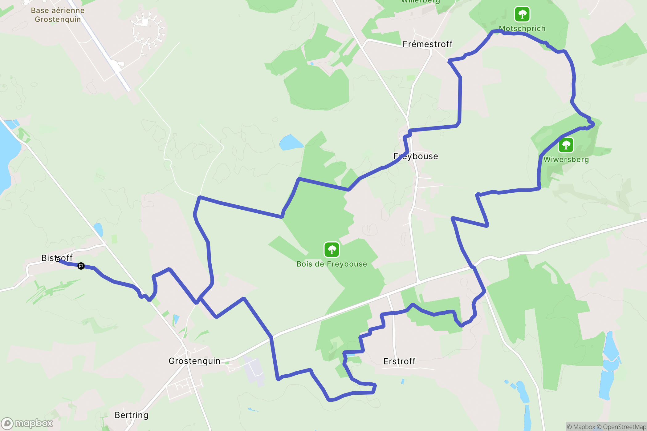 Bistroff : carte du parcours de randonnée - France