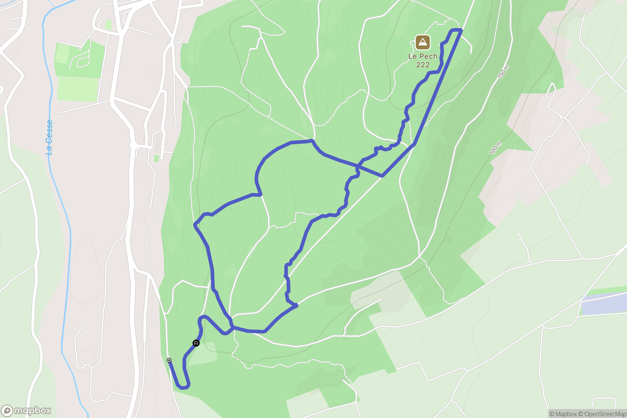 Bize-Minervois : carte du parcours de randonnée - France