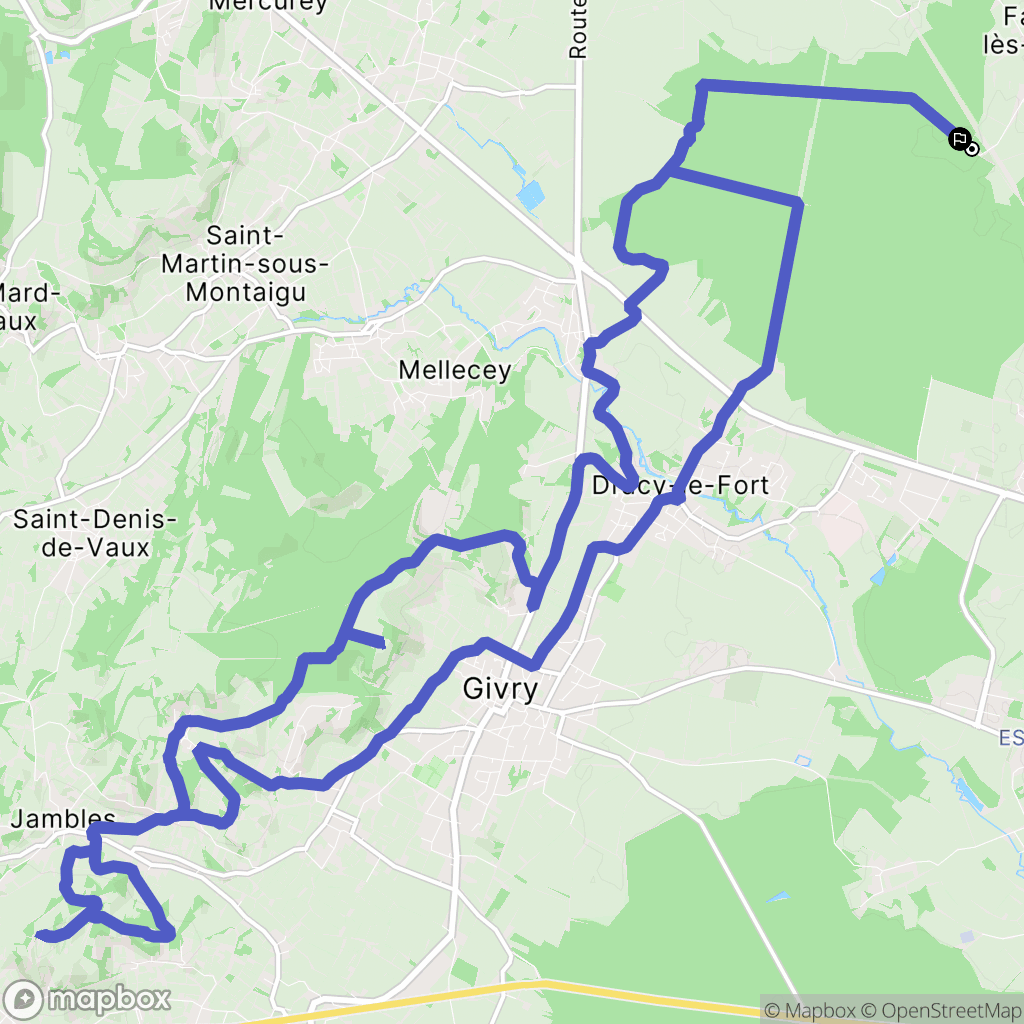 Fontaines : carte du parcours de randonnée - France