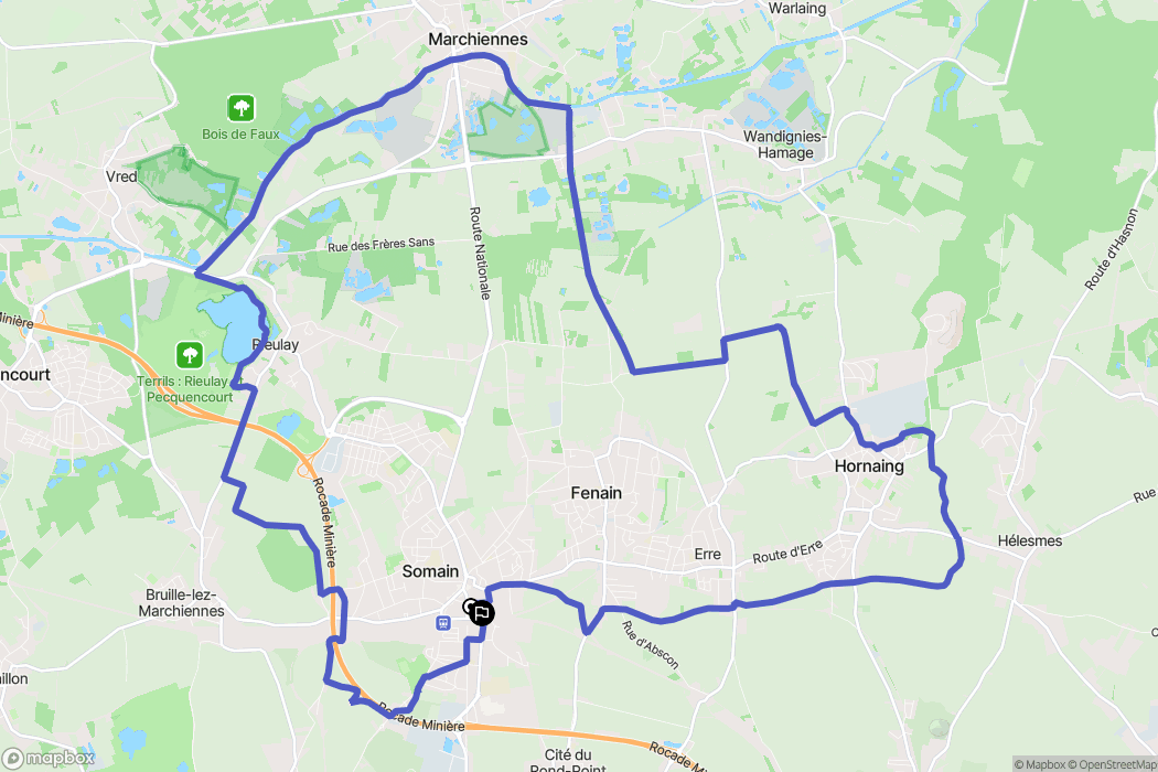 Somain : carte du parcours de randonnée - France
