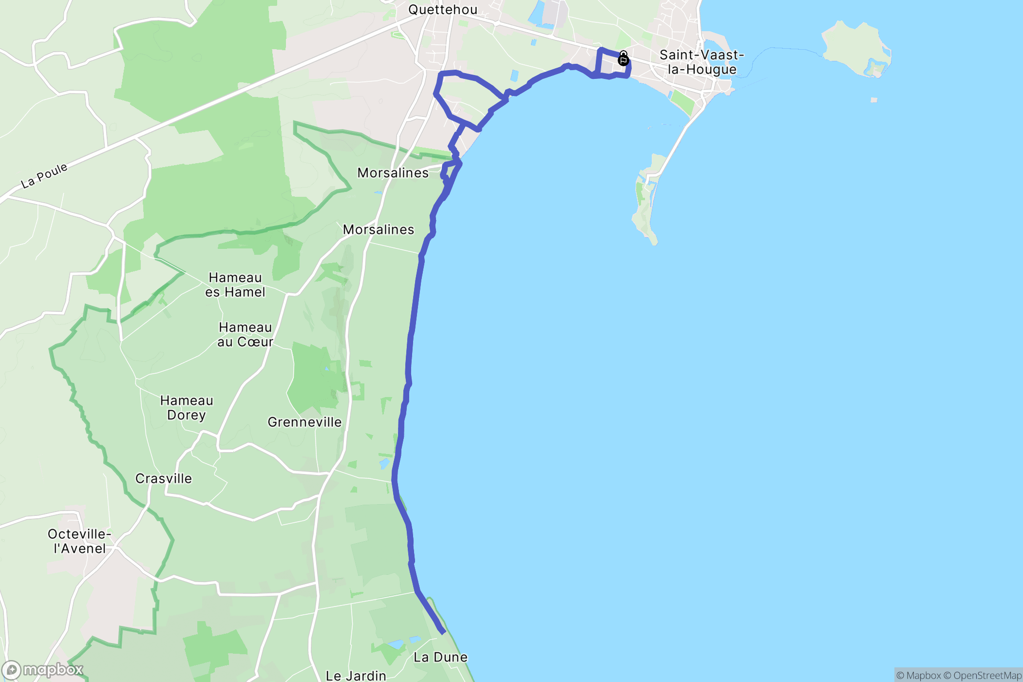 Saint-Vaast-la-Hougue : carte du parcours de randonnée - France