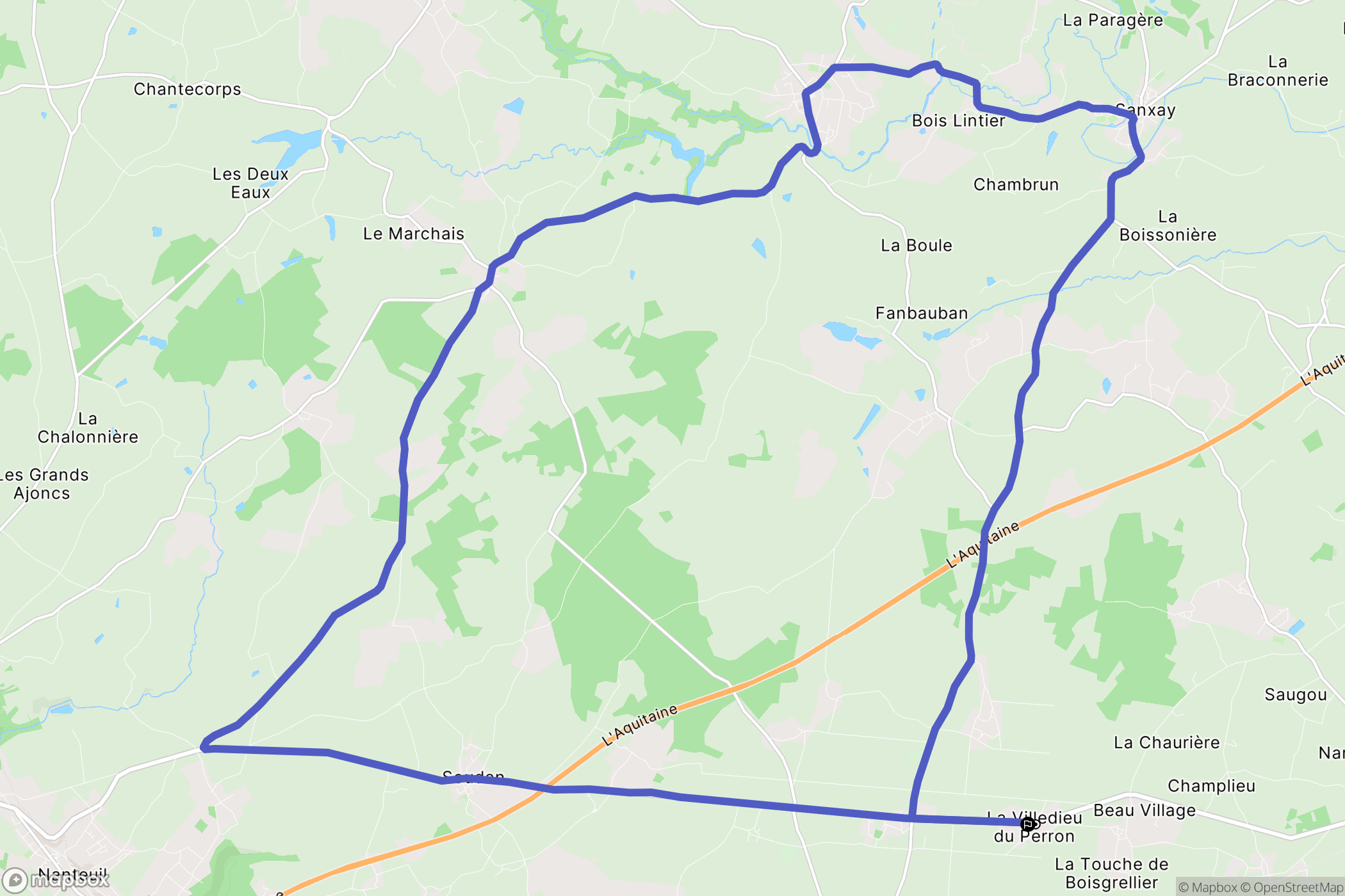 Pamproux : carte du parcours de randonnée - France
