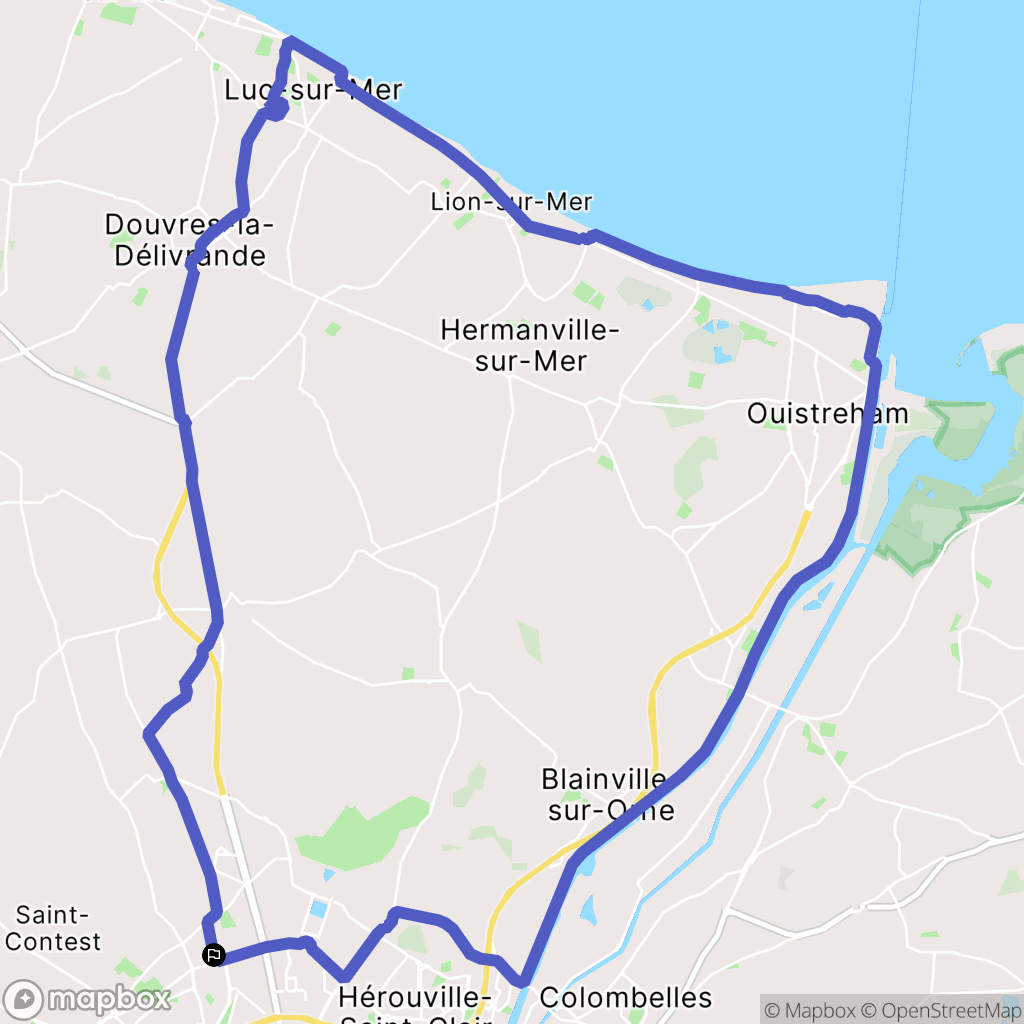 Caen : carte du parcours de randonnée - France