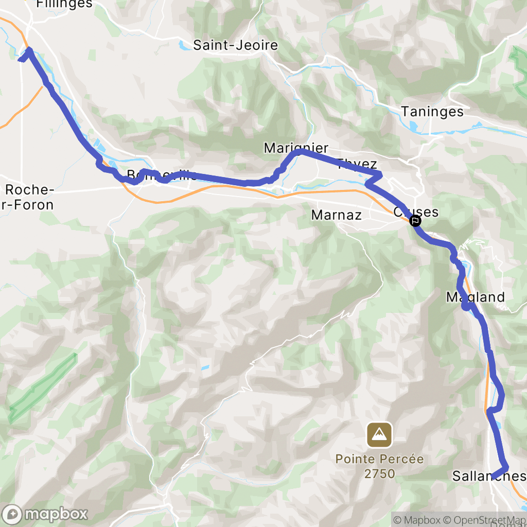 Cluses : carte du parcours de randonnée - France