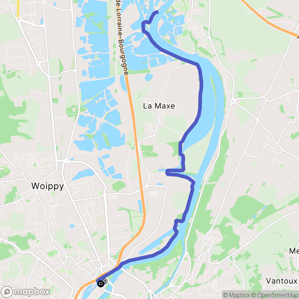 Metz : carte du parcours de randonnée - France