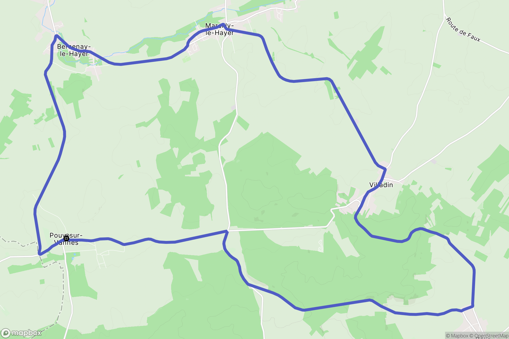 Pouy-sur-Vannes : carte du parcours de randonnée - France