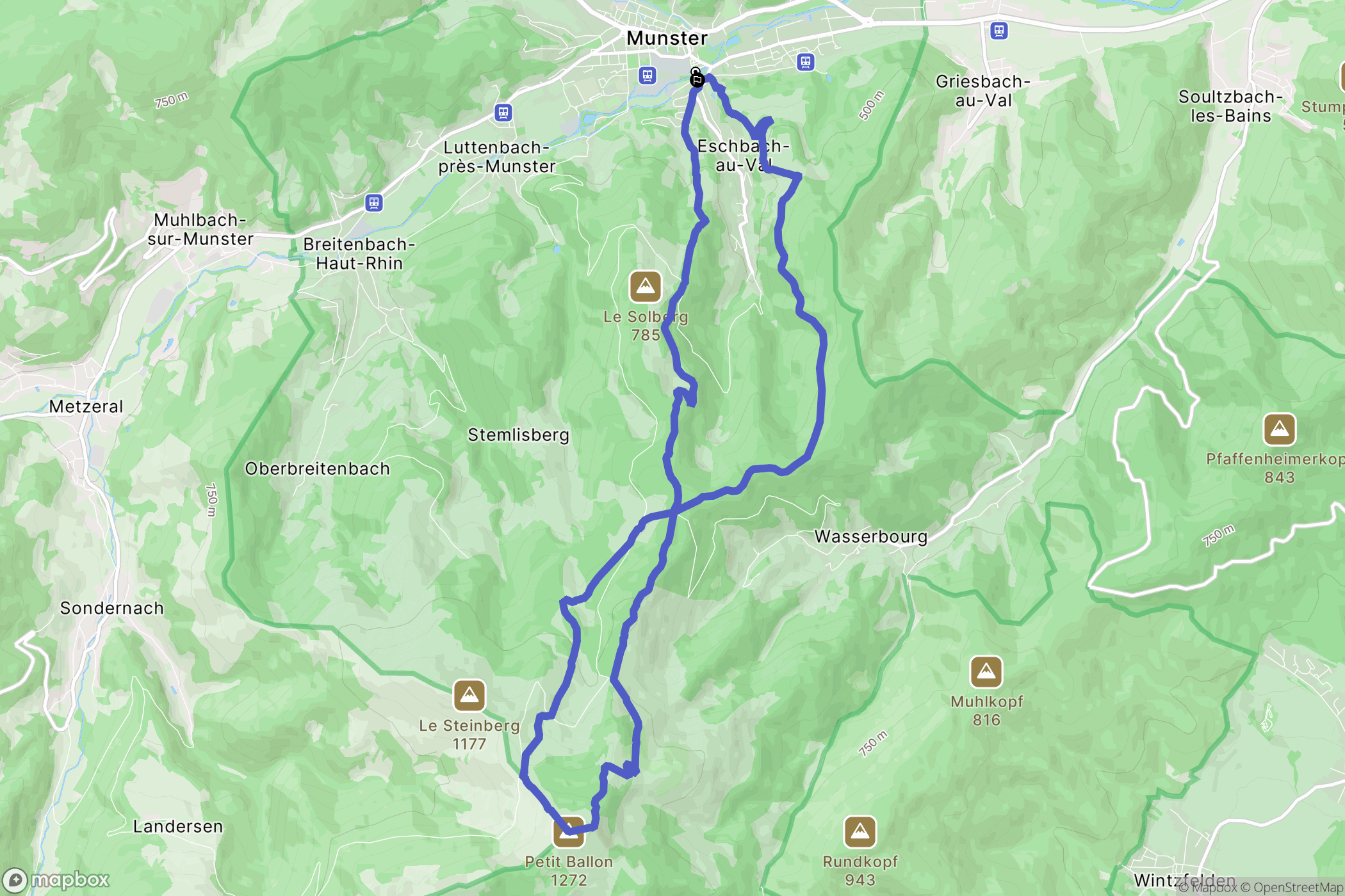 Munster : carte du parcours de randonnée - France