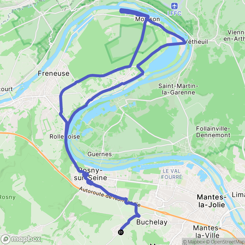 Jouy-Mauvoisin : carte du parcours de randonnée - France