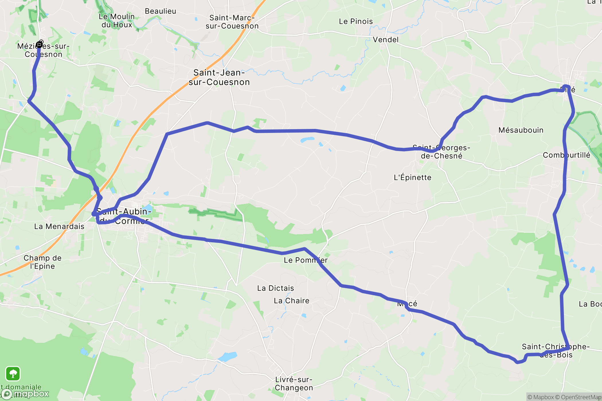Mézières-sur-Couesnon : carte du parcours de randonnée - France