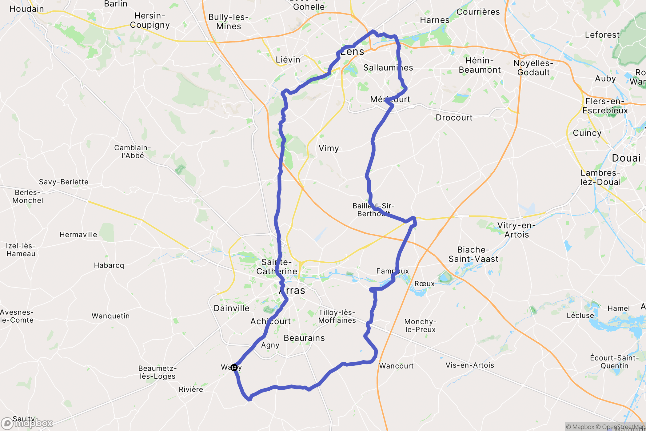 Wailly : carte du parcours de randonnée - France
