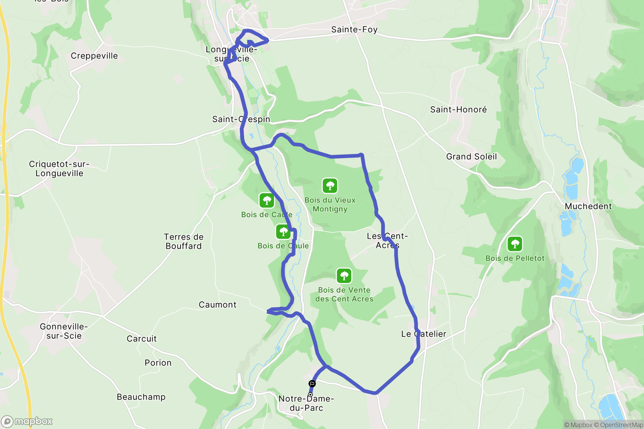 Notre-Dame-du-Parc : carte du parcours de randonnée - France