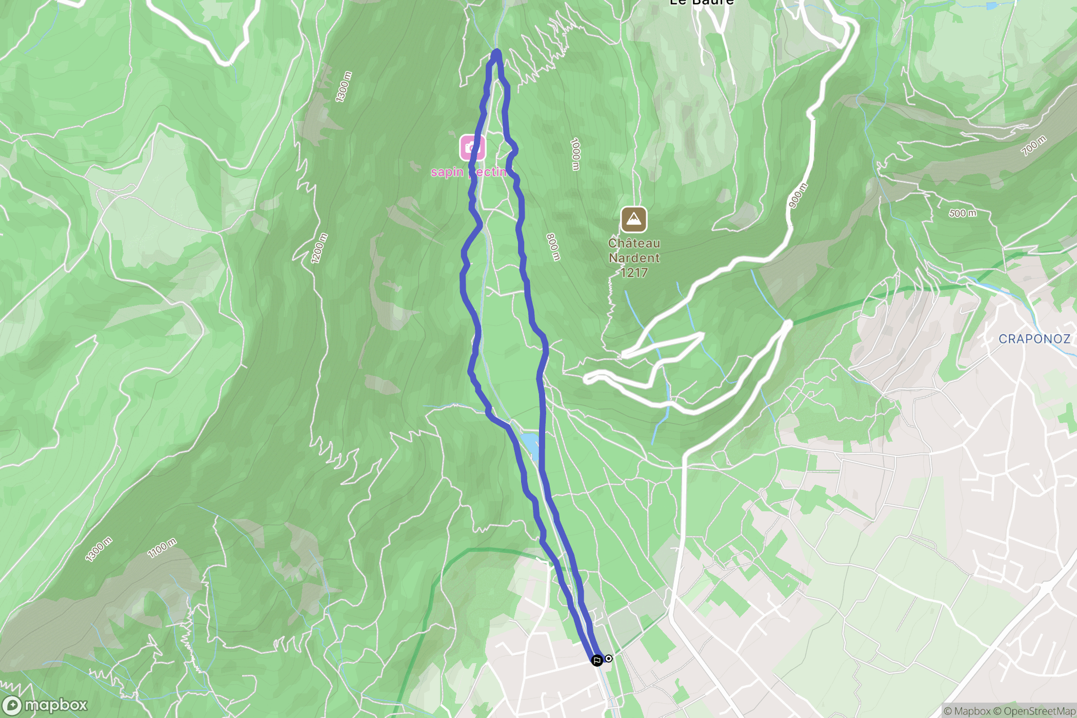 Saint-Ismier : carte du parcours de randonnée - France