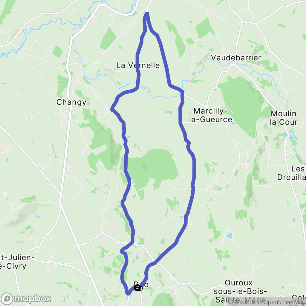 Dyo : carte du parcours de randonnée - France