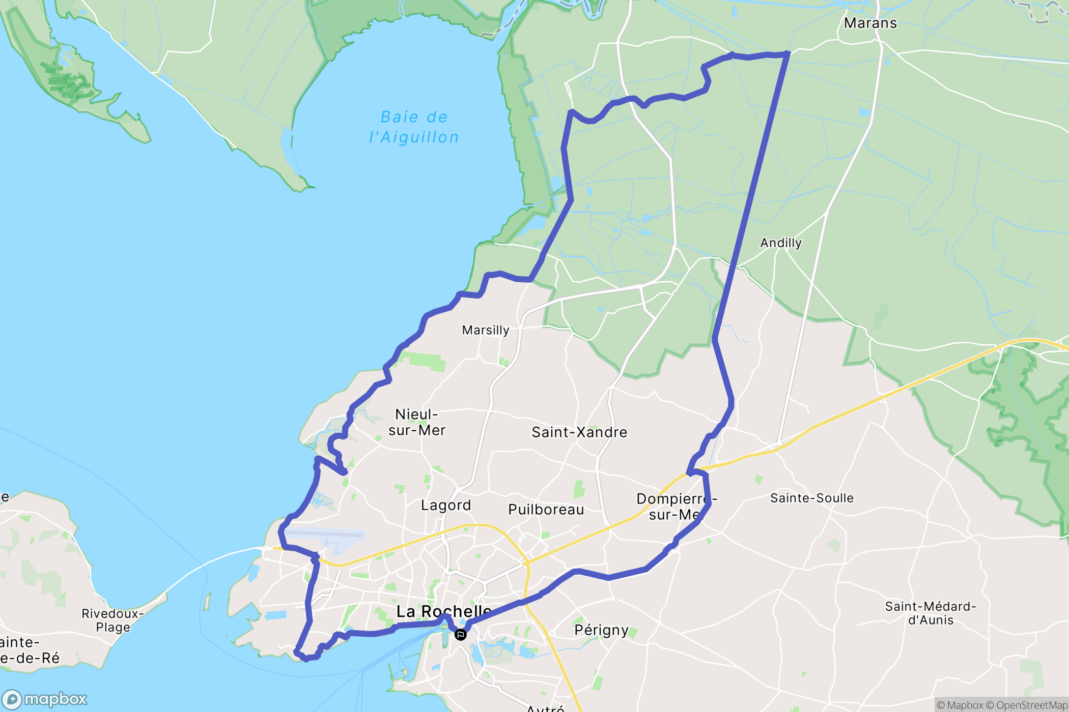 La Rochelle : carte du parcours de randonnée - France