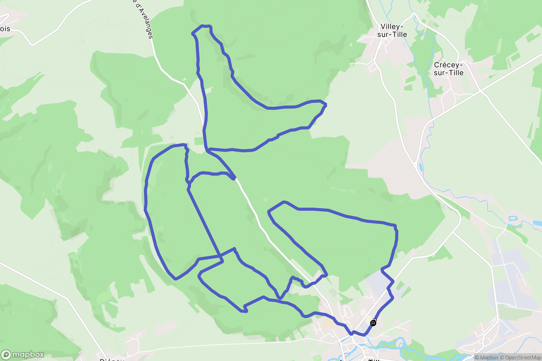 Is-sur-Tille : carte du parcours de randonnée - France