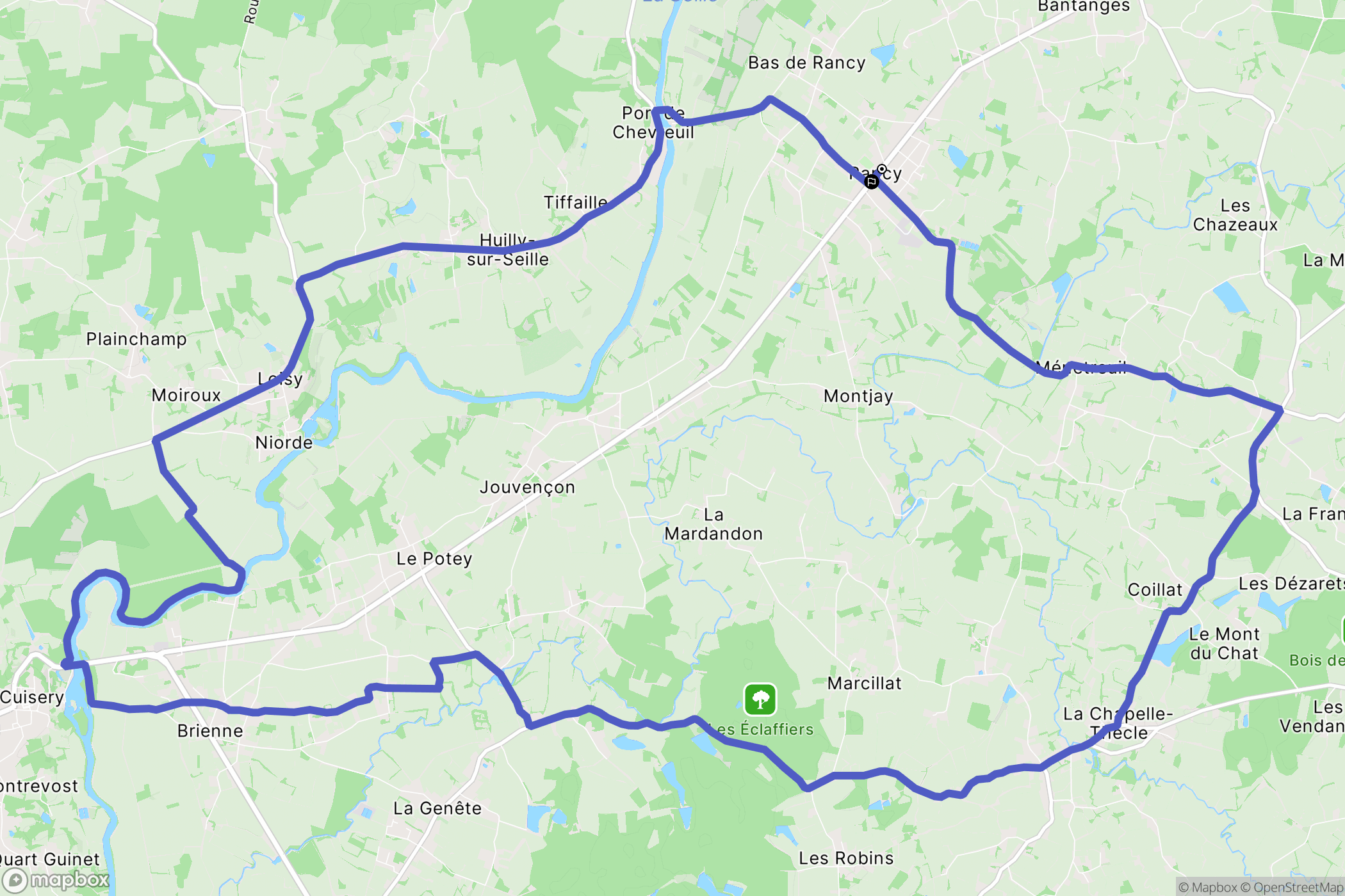 Rancy : carte du parcours de randonnée - France