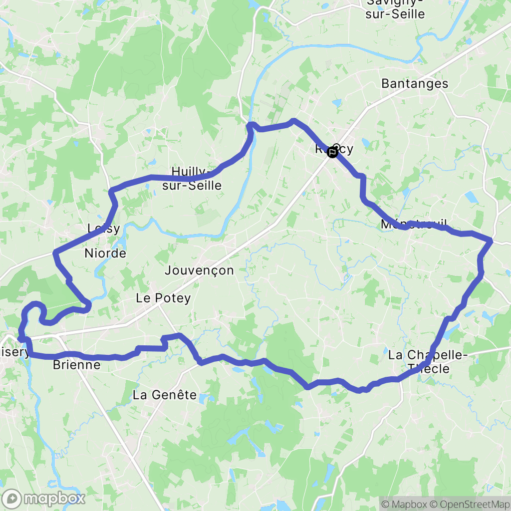 Rancy : carte du parcours de randonnée - France