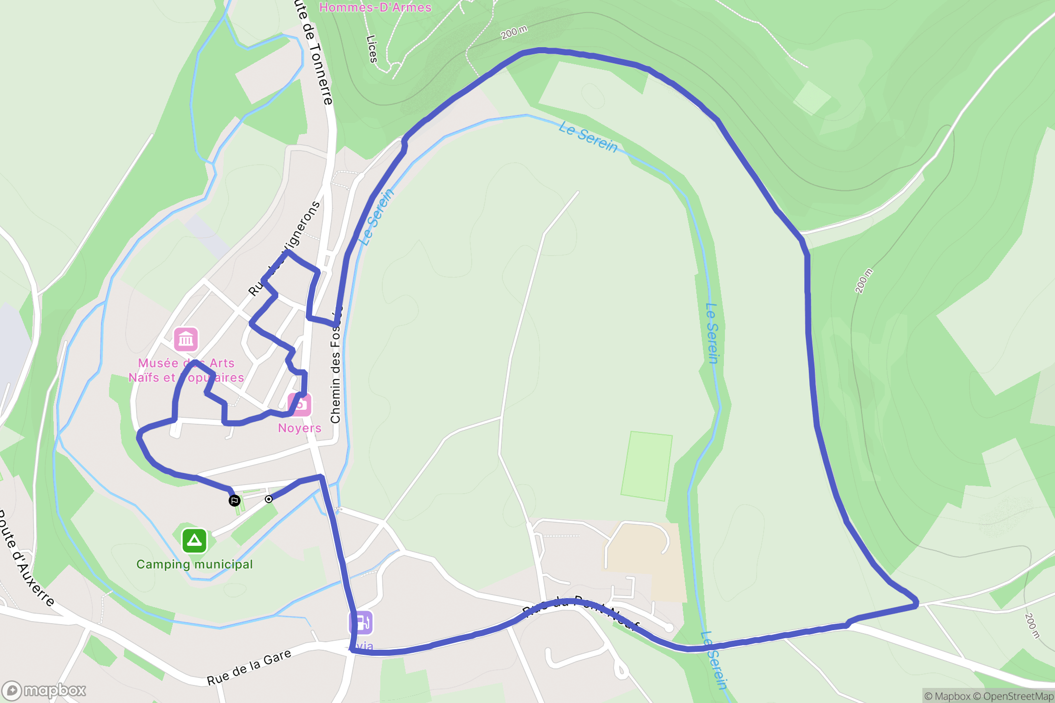 Noyers : carte du parcours de randonnée - France
