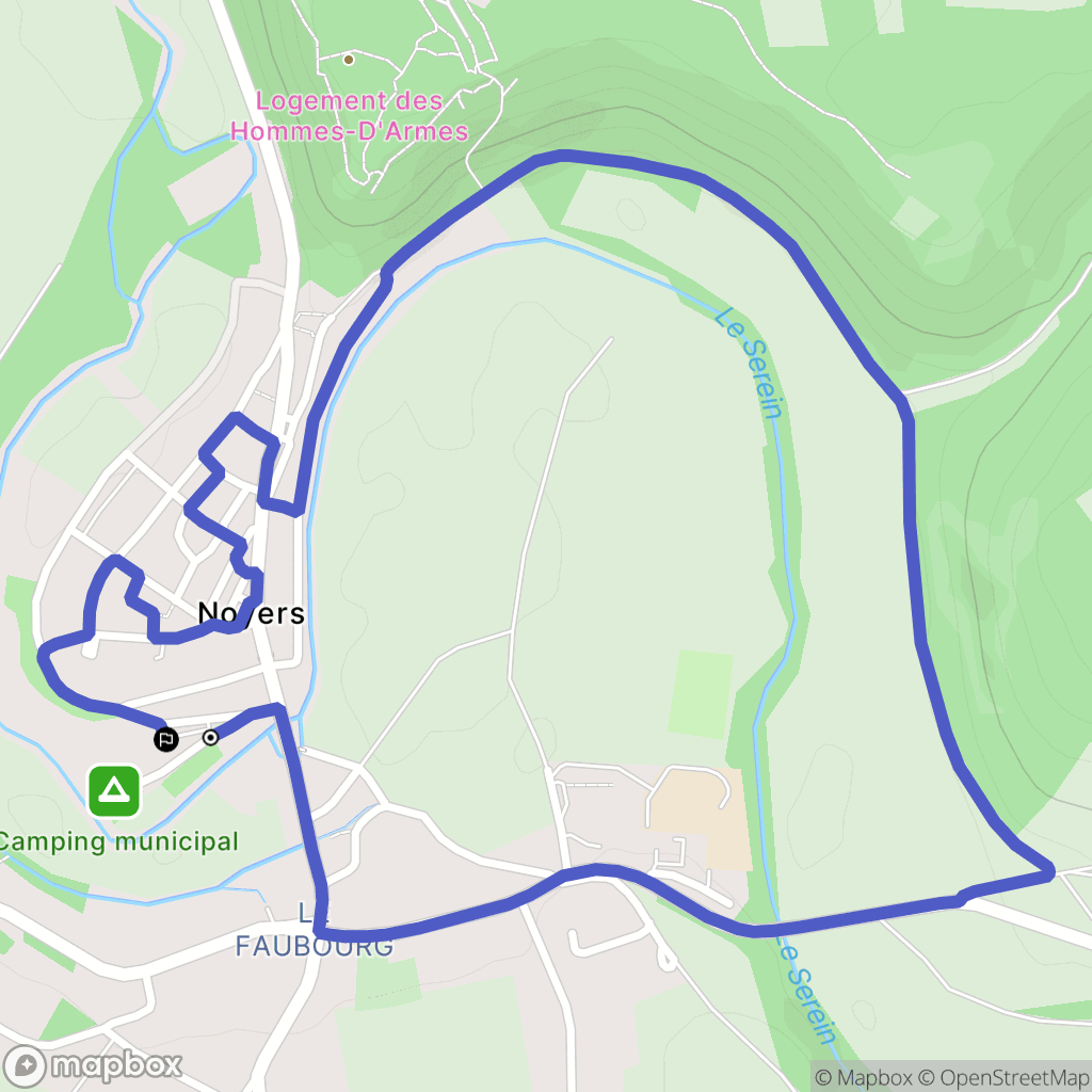Noyers : carte du parcours de randonnée - France