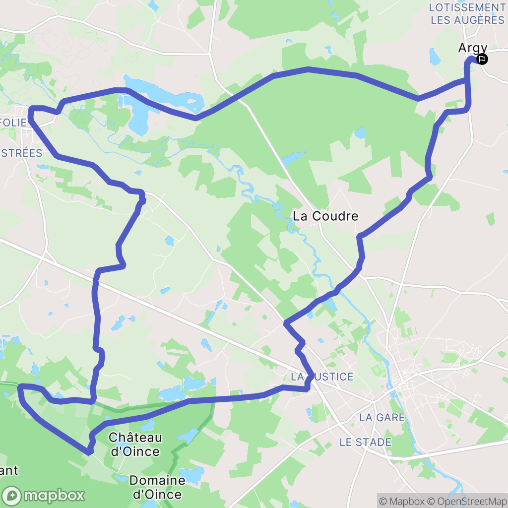 Argy : carte du parcours de randonnée - France
