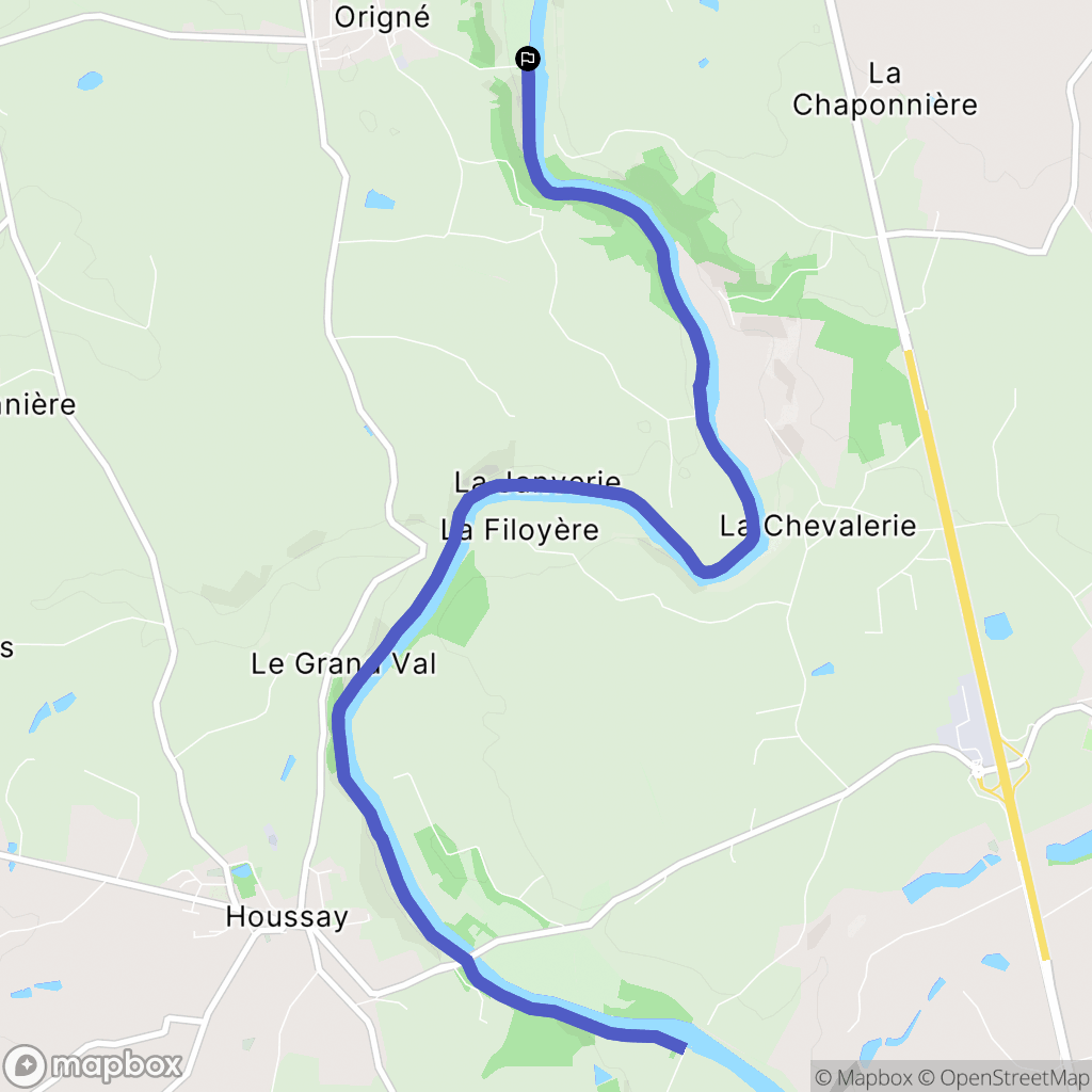 Origne : carte du parcours de randonnée - France
