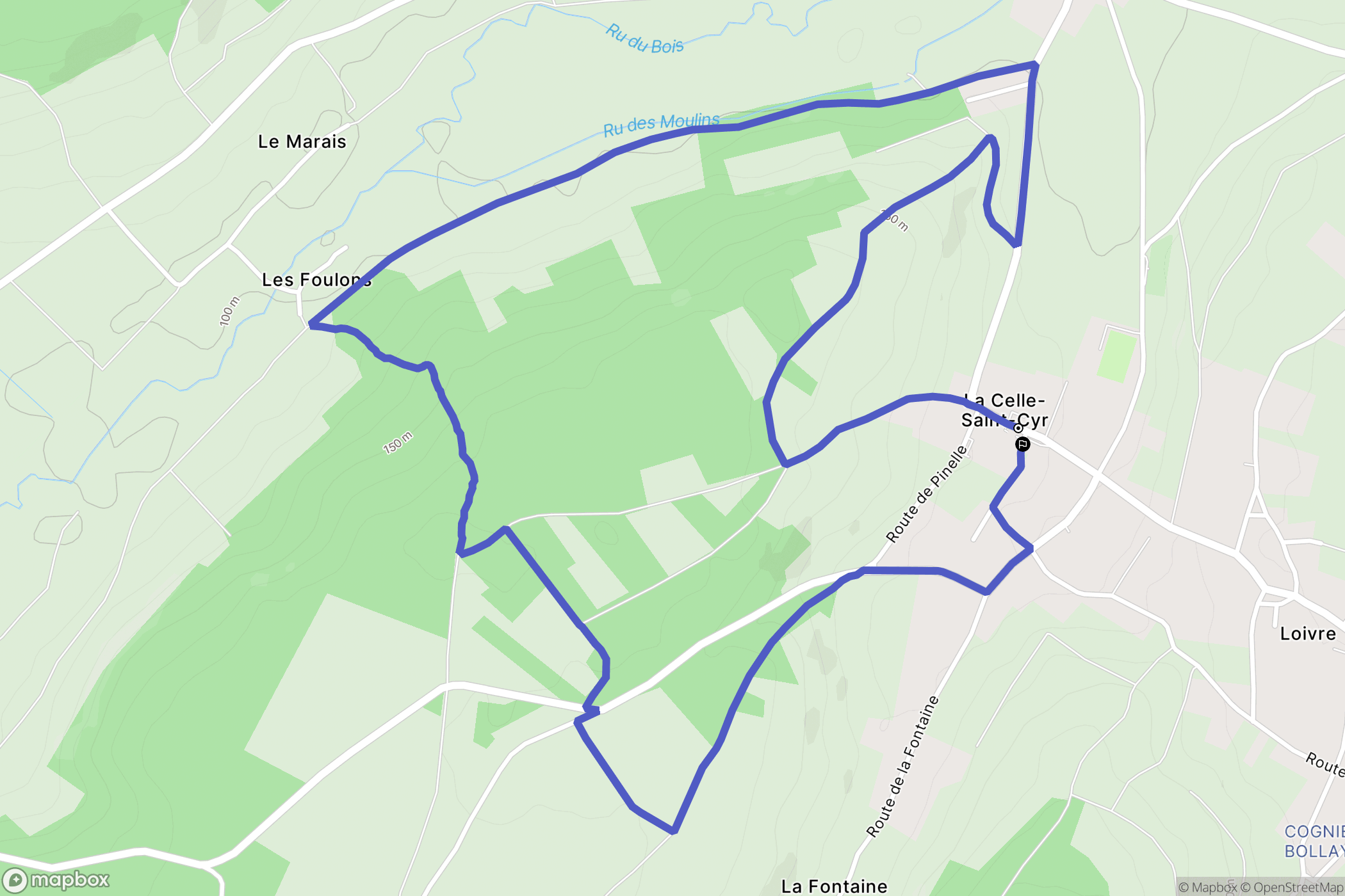 La Celle-Saint-Cyr : carte du parcours de randonnée - France
