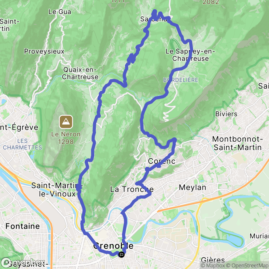Grenoble : carte du parcours de randonnée - France