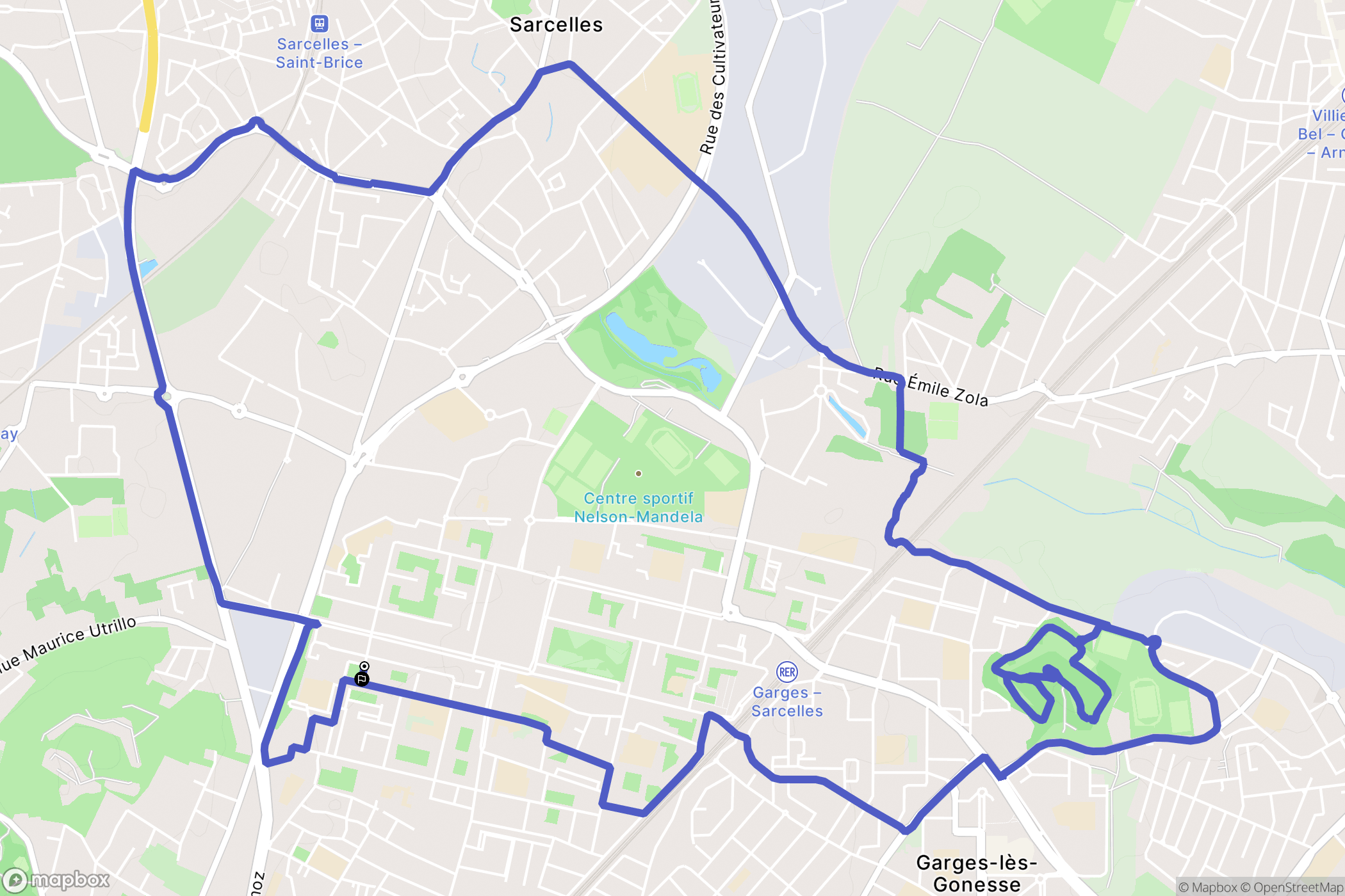 Sarcelles : carte du parcours de randonnée - France