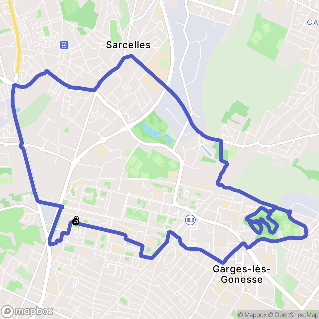 Sarcelles : carte du parcours de randonnée - France