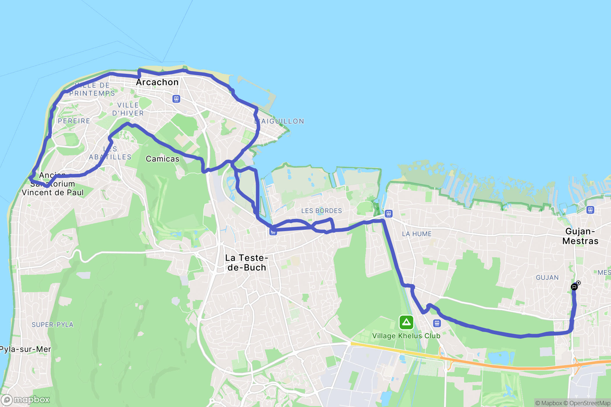 Gujan-Mestras : carte du parcours de randonnée - France